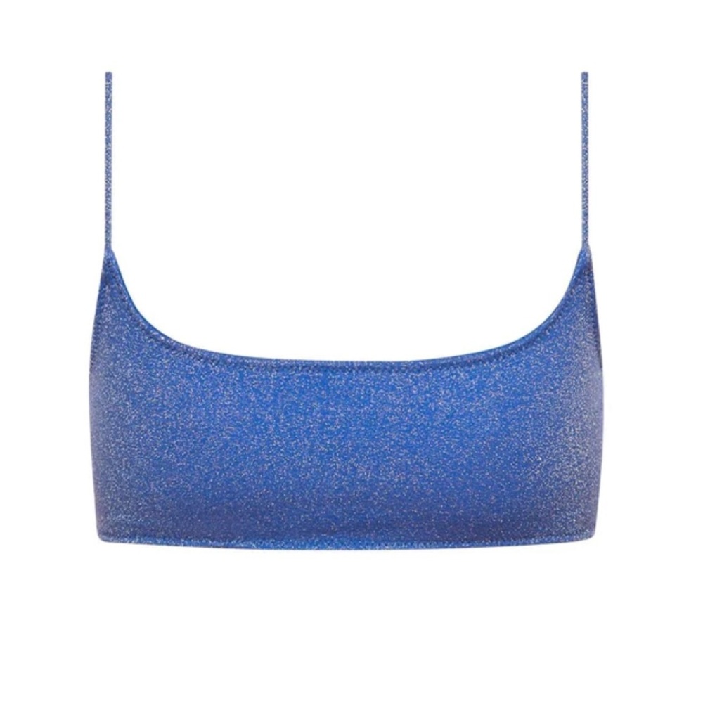 Blue sparkly triangl top